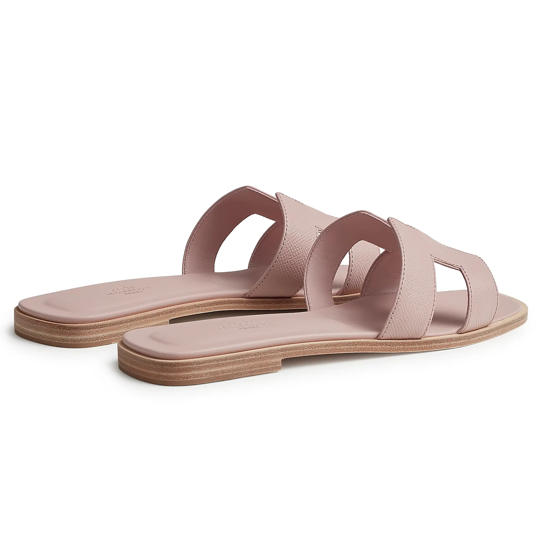 Back Side View of Hermes Paris Oran Rose Porcelaine Sandal H202272ZV27360